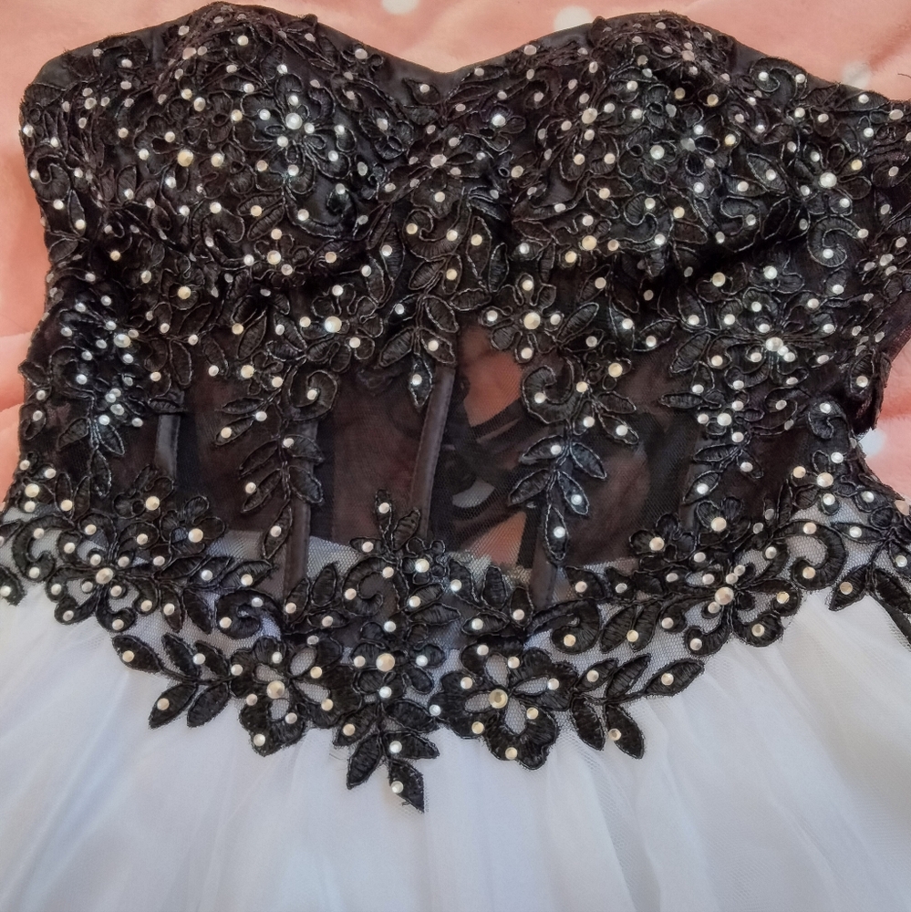 Black and White Strapless Dress